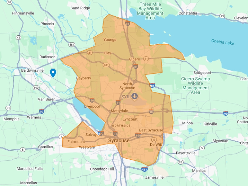 Commercial Snow Removal Service Area Map